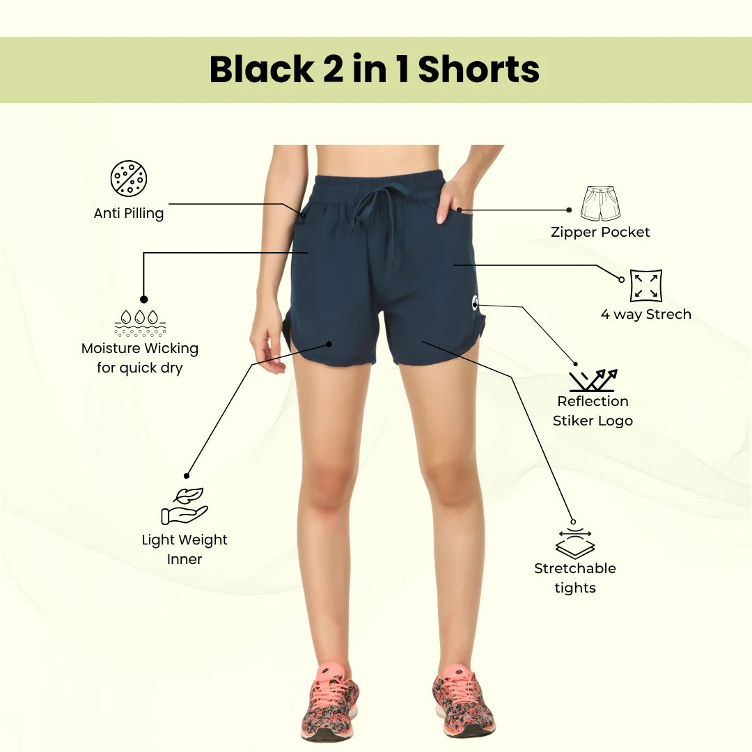 Oysters Athleisure Women's Regular Fit Sports Shorts | Quick Dry Technology |