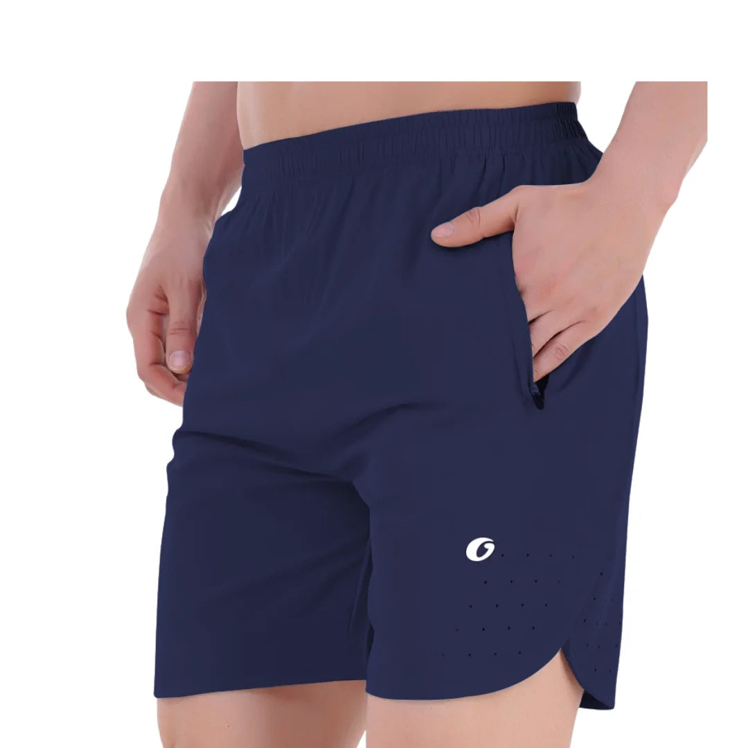 Oysters Laser Cut Men's Running Shorts with Zip Pockets
