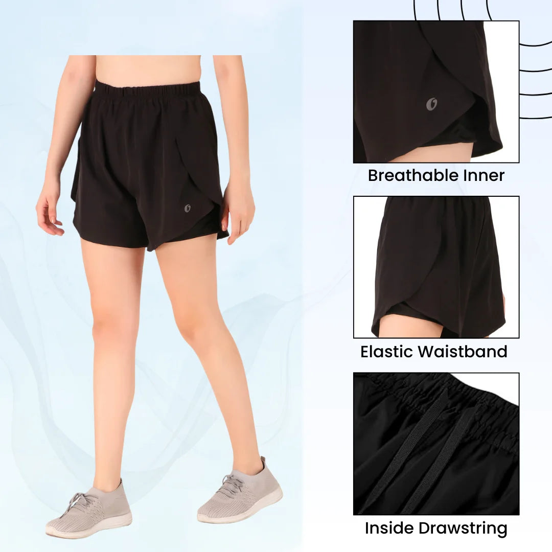 Oysters Women’s 2 in 1 Running Skirt Shorts Quick Dry Gym Athletic Workout Shorts for Women