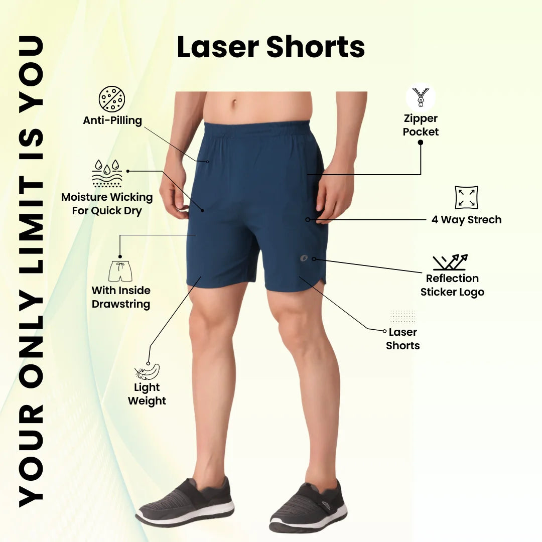 Oysters Laser Cut Men's Running Shorts with Zip Pockets