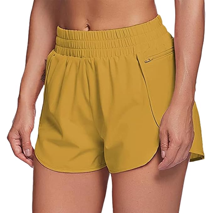 Oysters Women's Sports Shorts With Zip Pocket Quick-Dry Athletic Shorts Sports Elastic Waist