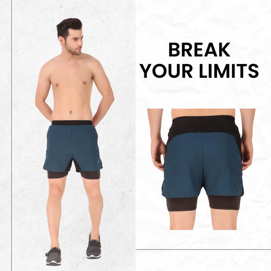 Oysters Men's 2 In 1 Running Quick Dry Shorts Gym Athletic Workout Shorts For Men With Phone Pockets