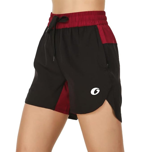 Oysters Athleisure Women's Regular Fit Sports Shorts with Zip Pocket | Quick Dry Technology