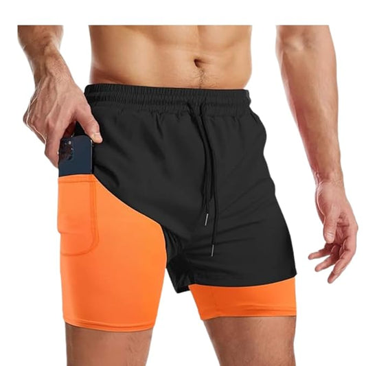 Oysters Men’s 2 in 1 Workout Shorts for Men with Phone Pockets