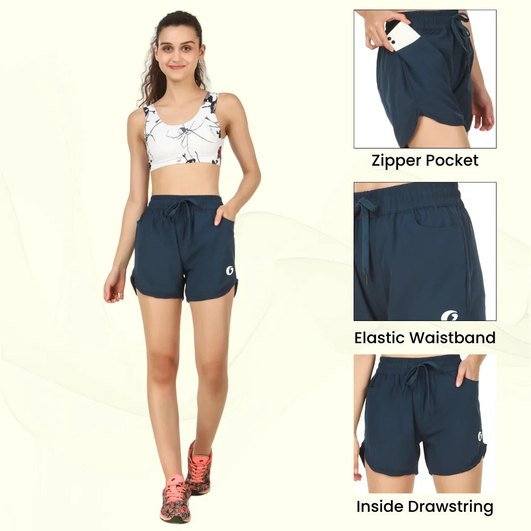 Oysters Athleisure Women's Regular Fit Sports Shorts | Quick Dry Technology |